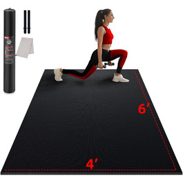 Йога-мат GymCope XXL 183x122 см, товщина 7 мм, нековзкий фітнес-килимок для тренувань вдома, кардіо, стрибків, високої щільності, чорний