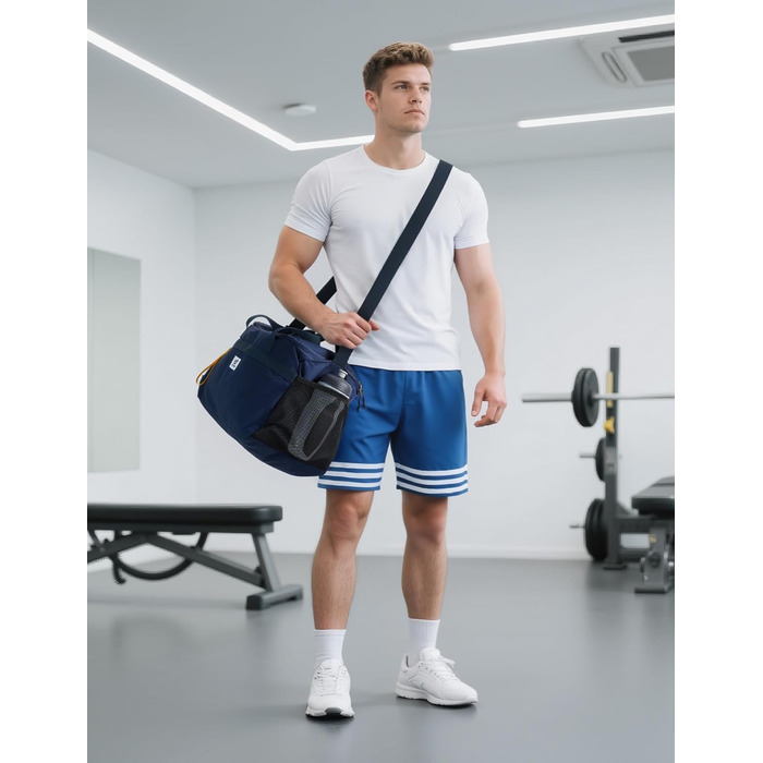 Спортивна сумка SKYSPER 35L з відділенням для взуття та мокрих речей - для фітнесу, спорту, подорожей (Блакитна)