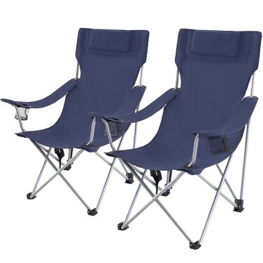 Крісло для кемпінгу SONGMICS, складане, для відпочинку на природі з підлокітниками та підголівником, до 50 кг, GCB09BK