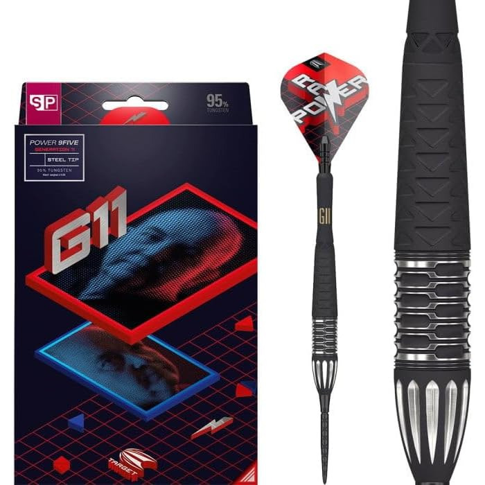 Дартси Target Phil Taylor Gen 11 Power 9-Five Swiss Point, 95% вольфрам, 22/24/26 г, набір дротиків для дартсу, гравецька серія