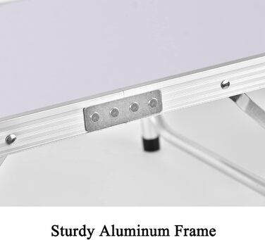 Складаний столик 60 см, портативний, для кемпінгу та пікніків, сад, на вулицю. Складаний стіл з алюмінієвим каркасом, регульована висота, 60 x 45 x 26 см, білий