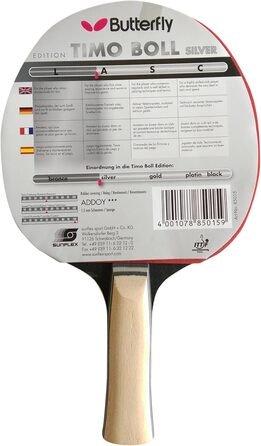 Настільна ракетка Butterfly Timo Boll Silver, ITTF, чорна-срібна