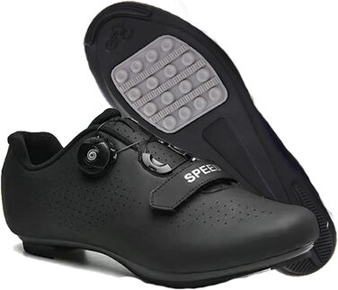 Велосипедні черевики для чоловіків та жінок, для шосе та гірського велосипеда з гумовою підошвою, дихаючі кросівки, не блокуючі велосипедні черевики MTB, чорний (38 EU)