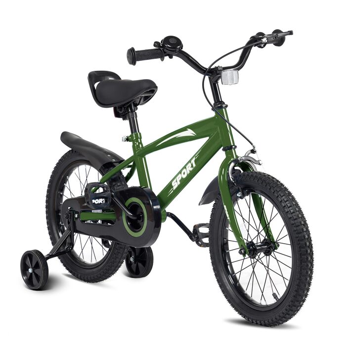 Дитячий велосипед BODIOO 14 дюймів: надійний велосипед для хлопчиків та дівчаток з додатковими колесами, регульованим сидінням та гальмами