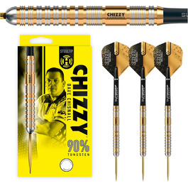 Дротики Harrows Dave Chizzy Chisnall 90% вольфрамові, стальні, 25г, професійні, з карбоновими хвостовиками та Chizzy-Flights