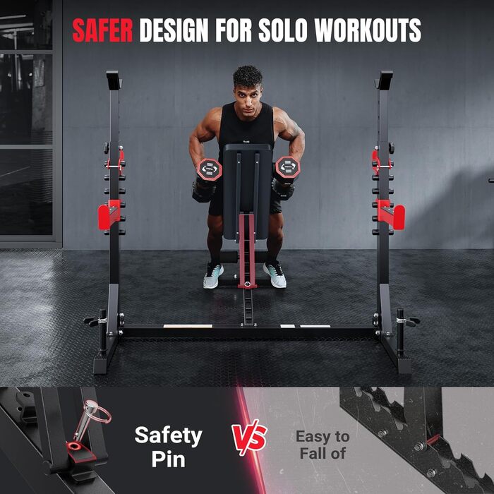 Складана тренажерна лава YOLEO 10 в 1 для дому: регульована, з полицями для дисків, для пресу та згинання ніг