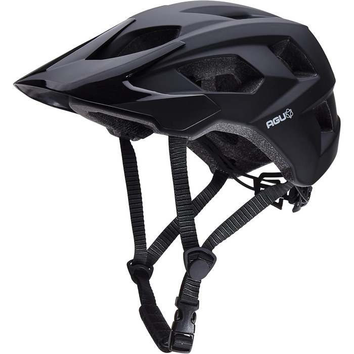 Велошолом AGU XC MTB для чоловіків та жінок, чорний, розмір L/XL (58-62 см), знімний козирок, вентиляція, In-Mold, EN1078