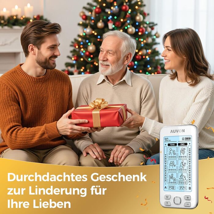 AUVON TENS/EMS масажер для тіла: 24 режими, 10 електродів, зняття болю, терапія, білий