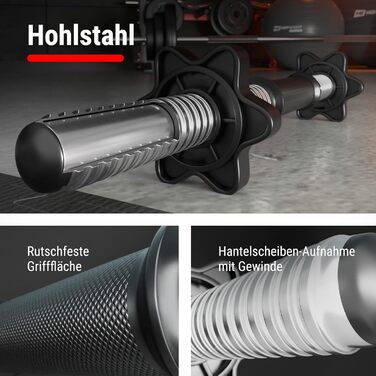 Набір гантелей Hop-Sport 20 кг / 40 кг, 2 шт. з штангою 30 мм, з різьбовим затискачем, рифлена поверхня