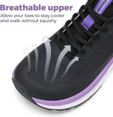 Жіночі кросівки для бігу FitVille з широкою стопою: дихаючі, легкі, зручні для ходьби (38 EU, чорний)