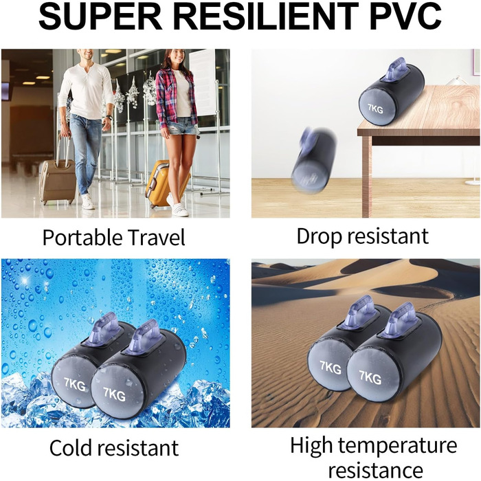 Гідравлічні гантелі Deiris, набір для заповнення водою, вага до 14 кг/пара, для силових тренувань та фітнесу (Чорний: пара 14 кг)