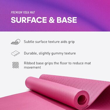 Килимок для йоги та пілатеса adidas Premium Yogamatte, 5 мм, протиковзкий, без ПВХ, колір Preloved Fuchsia