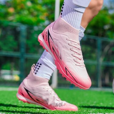 Футбольні черевики для чоловіків та дітей, високі, рожеві, розмір 39 EU, для занять футболом та залу