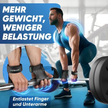 Гріпси для тренувань NetroxSports Power Grips - фітнес-ремні для підйому важкої ваги, бодібілдингу з захистом зап'ястя, чорні (M)