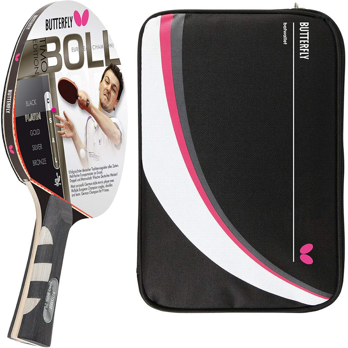 Професійна ракетка для настільного тенісу Butterfly Timo Boll Platin 85025, ITTF, анатомічна ручка, чохол DC2