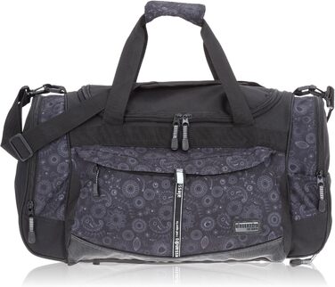 Сумка для фітнесу та подорожей ALESSANDRO/ELEPHANT Mate, 55 см, 45 л, чорна з сірими квітами