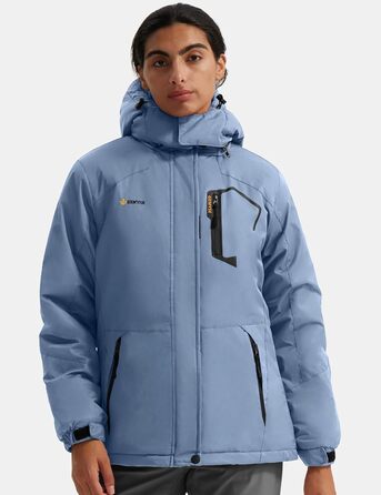 Жіноча водонепроникна гірськолижна куртка GEMYSE з флісовою підкладкою та капюшоном, для активного відпочинку, кольору смарагдова блакить (L)