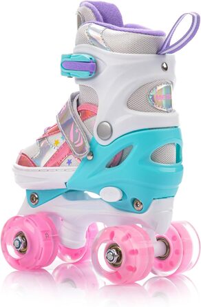 Дитячі ролики Kinder з LED підсвіткою та регульованим розміром – ретро ролики для підлітків – багатокольорові диско ролики Quad Skates - Roll ab! S 30-33 Lunar