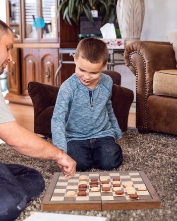 Дерев'яний шаховий набір 2 в 1, 39x39 см, складаний, магнітний, ручної роботи, для дому та подорожей