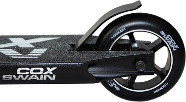 Трюковий самокат Cox Swain X-385, SCS-компресія, CNC вилка, 100 мм PU/Alu колеса, ABEC 9, для дітей і дорослих, для початківців і профі, надзвичайно міцний, чорний