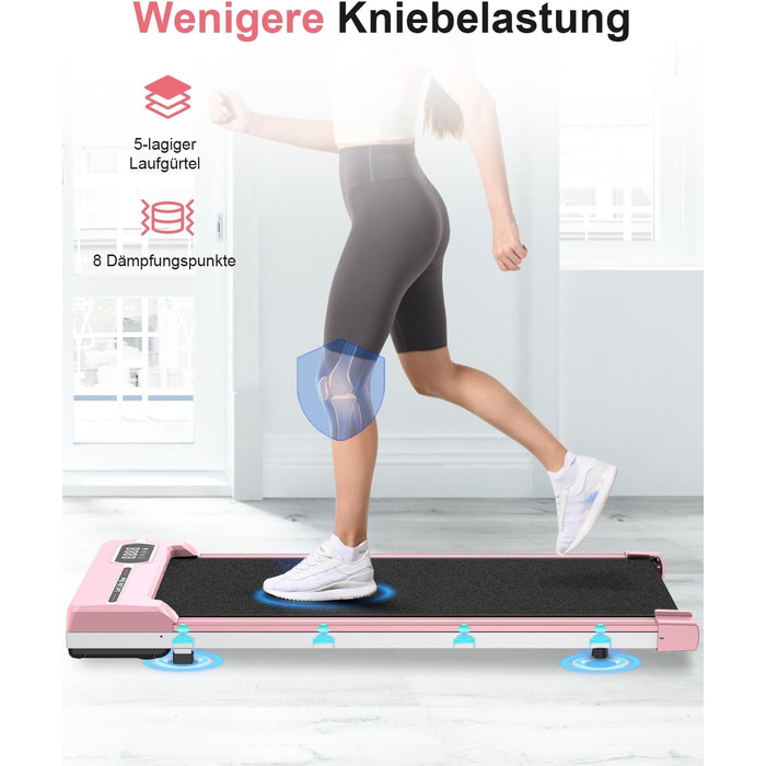 Ходьбова доріжка HomeFitnessCode - компактний електричний біговий тренажер для дому (рожевий)