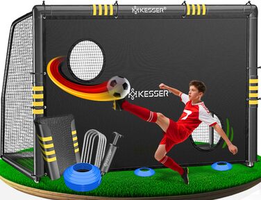 Футбол ворота KESSER® для саду: міцні, з сіткою UV-стійкою, сталевим каркасом, помпою та анкерами для дітей та дорослих