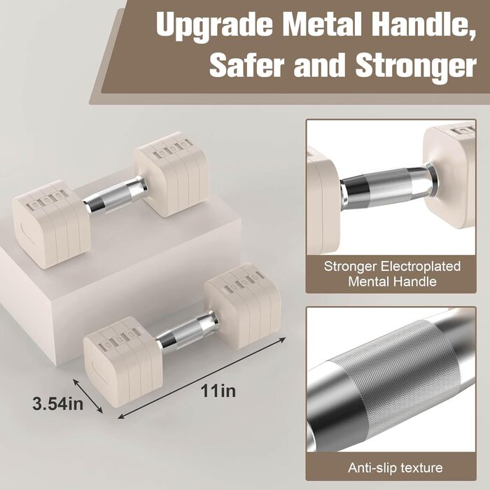 Регульовані гантелі 10 кг, набір з 4 ступенями ваги (2.0, 3.0, 4.0, 5.0 кг), гантелі для дому, фітнесу, жінок та чоловіків