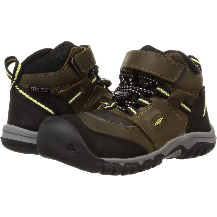 KEEN Ridge Flex Mid - водонепроникні трекінгові черевики для дітей (37 EU, Dark Olive Dusky Citron)
