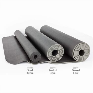 Йога-мат Bodhi ECO PRO DIAMOND 185x60 см, натуральний каучук, ультра-грип, екологічний, для йоги, пілатесу та фітнесу, сірий