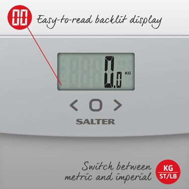 Salter 9182 SV3R ультратонкі ваги-аналізатор складу тіла: вимір жиру, м'язів, кісткової маси, води та ІМТ, LCD-дисплей, 8 профілів, атлетичний режим, скляна поверхня, до 150 кг