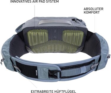 Поясна сумка EVOC HIP PACK PRO 3л з питною системою 1,5л, система вентиляції, регульований пояс, колір Stone-Steel