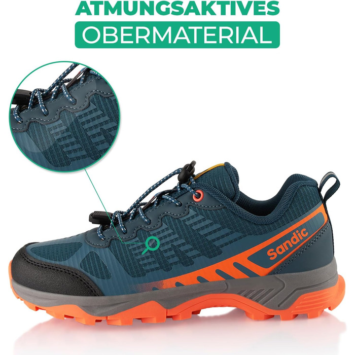 Трекінгові черевики для жінок та чоловіків Fusskleidung® | Дихаючі, для трейлраннінгу та хайкінгу (36 EU, Синій/Помаранчевий)