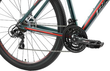 Гірський велосипед BIKESTAR Hardtail алюмінієвий, 21 швидкість Shimano, дискові гальма, колеса 29 дюймів, рама 19'' зелено-червоний