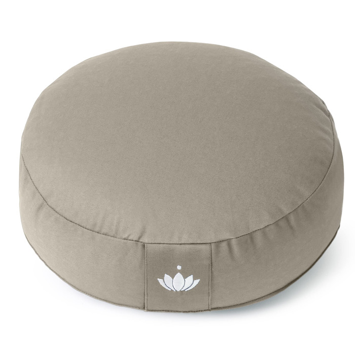 Медитаційний подушок Lotuscrafts® з низькою посадкою 10 см, з дрібнозернистою начинкою, кругла подушка для йоги, підлогова подушка, подушка для медитації, знімний чохол, сертифікат GOTS (світло-бежевий)