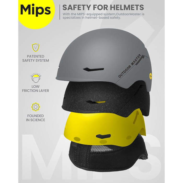 Гірськолижний шолом OutdoorMaster ELK MIPS для сноуборду та лиж, матовий сірий, розмір L, для чоловіків, жінок і підлітків