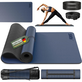 Йога мат RE:SPORT, 183x61x0.6 см, Navy-Blue/Black, без фталатів