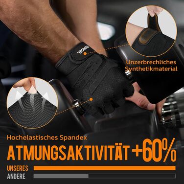 Фітнес рукавички ATERCEL для жінок та чоловіків, антиковзні рукавички для тренувань, силових вправ, важкої атлетики та воркаутів, дихаючі та легкі, чорні, розмір L