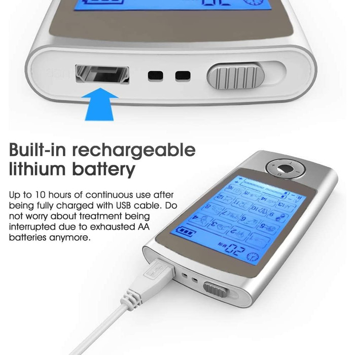 Пристрій TENS для зняття болю: EMS масажер з 2 каналами та 16 програмами для спини, шиї та плечей