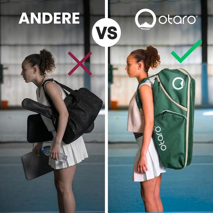 Сумка для тенісу Otaro Tennistasche 82L: Термосумка для 4 ракеток, відділення для взуття та охолодження, відділення для ноутбука, водостійка, зелена
