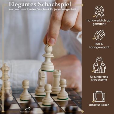 Дорожній шаховий набір Master Of Chess з липи, 29x29 см – якісна шахівниця з фігурами для дорослих і дітей