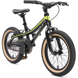 Дитяче велосипед BIKESTAR 16 дюймів: алюмінієвий MTB для дівчаток та хлопчиків 4-5 років, V-brake, чорно-зелений