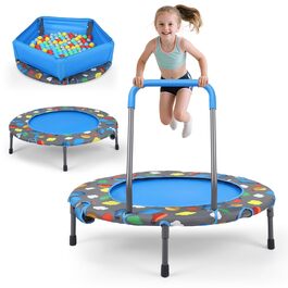 Батут фітнес портативний 101 см, складаний, з регульованою висотою (5 рівнів), вантажопідйомність 200 кг, блакитний - для дому та тренувань