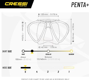 Маска і трубка для дайвінгу Cressi Penta & Alpha, універсальна, прозоро-синя, для підводного плавання та снорклінгу, унісекс
