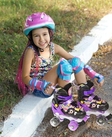 Дитячі ролики Єдиноріг для дівчаток та хлопчиків, регульовані розміри, світлові колеса, ролики-квади для початківців, чорні