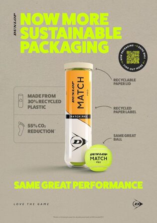 М'яч для тенісу Dunlop Match Pro для піску, хард-корту та газону – Amazon Exclusive, 3x 4 шт.