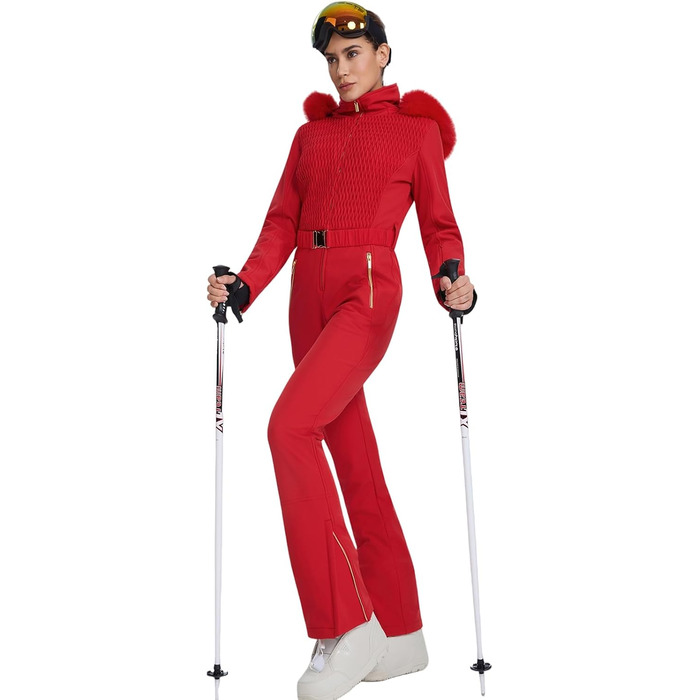 HOTIAN Комплект для сноубордингу та лижного спорту (комбінезон), водонепроникний, вітронепроникний, червоний, M