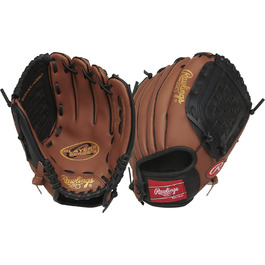 Дитяча бейсбольна рукавичка Rawlings Players Series для т-болу, права рука, розмір 9-11,5'' (26,7 см), для дітей 6-8 років, темно-коричнева/чорна