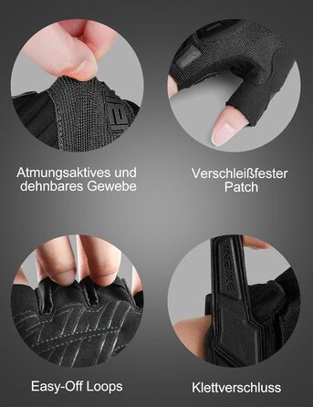 Рукавички INBIKE напівпальцеві гнучкі для велоспорту, мотокросу, фітнесу, тренувань, альпінізму з захистом пальців TPR та SCR, чорний, розмір M