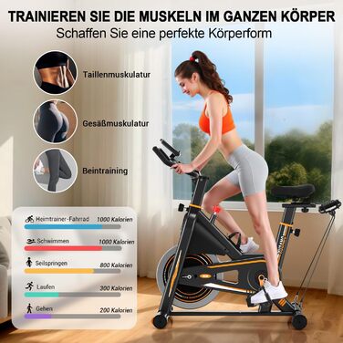 Велотренажер DMASUN: Тихий ергометр для дому з регулюванням опору, дисплеєм та підставкою для планшета. Ідеальний для кардіотренувань в приміщенні. Максимальне навантаження: 160 кг, колір - помаранчевий.