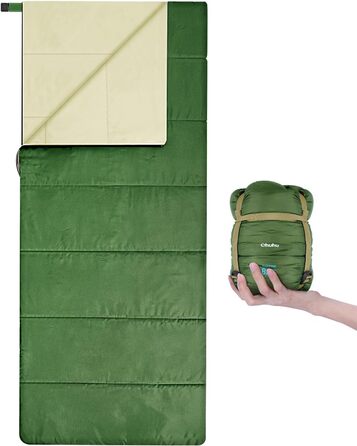 Сплячий мішок Ohuhu, компактний та ультралегкий (900г), літній, ковдровий, для дому та відпочинку на природі, кемпінгу, подорожей та фестивалів (зелений)